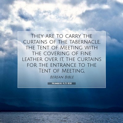 Picture 07 - Numbers 4:25 BSB - They are to carry the curtains of the tabernacle, - Bible Verse Picture