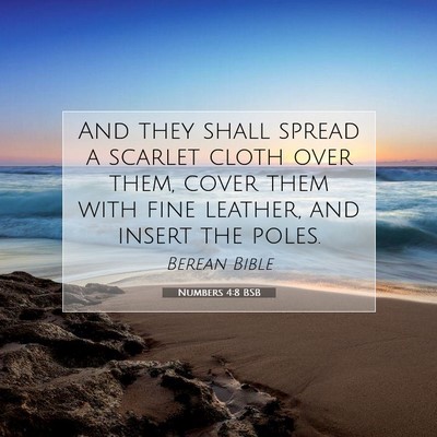 Picture 07 - Numbers 4:8 BSB - And they shall spread a scarlet cloth over them, - Bible Verse Picture