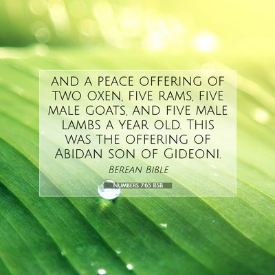 Picture 07 - Numbers 7:65 BSB - and a peace offering of two oxen, five rams, five - Bible Verse Picture