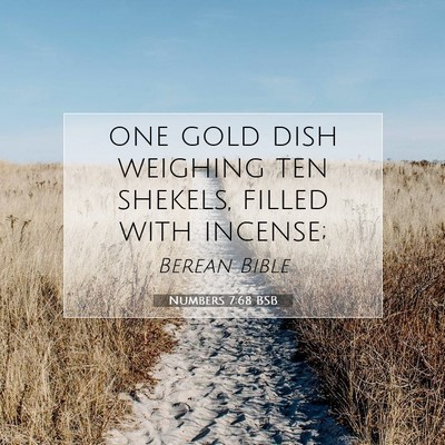Picture 07 - Numbers 7:68 BSB - one gold dish weighing ten shekels, filled with - Bible Verse Picture