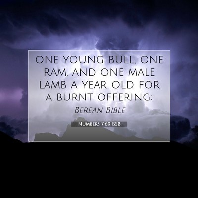Picture 07 - Numbers 7:69 BSB - one young bull, one ram, and one male lamb a year - Bible Verse Picture