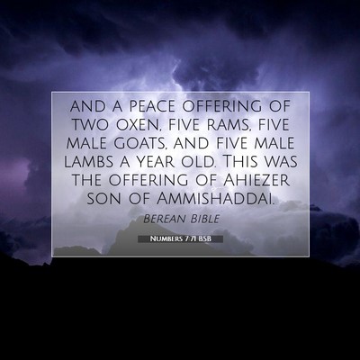 Picture 07 - Numbers 7:71 BSB - and a peace offering of two oxen, five rams, five - Bible Verse Picture