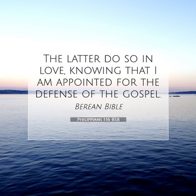 Picture 07 - Philippians 1:16 BSB - The latter do so in love, knowing that I am - Bible Verse Picture