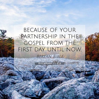 Picture 07 - Philippians 1:5 BSB - because of your partnership in the gospel from - Bible Verse Picture