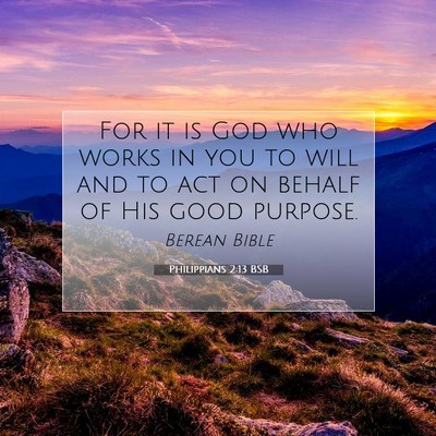 Picture 07 - Philippians 2:13 BSB - For it is God who works in you to will and to act - Bible Verse Picture