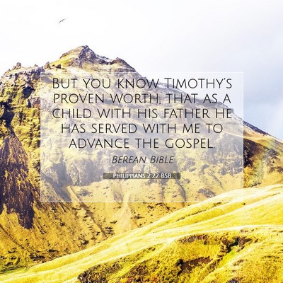Picture 07 - Philippians 2:22 BSB - But you know Timothy’s proven worth, that as a - Bible Verse Picture