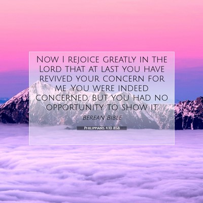 Picture 07 - Philippians 4:10 BSB - Now I rejoice greatly in the Lord that at last - Bible Verse Picture