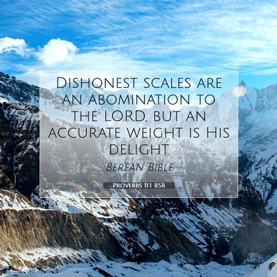 Picture 07 - Proverbs 11:1 BSB - Dishonest scales are an abomination to the LORD, - Bible Verse Picture