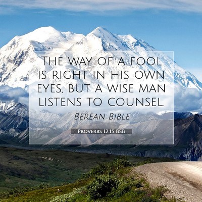Picture 07 - Proverbs 12:15 BSB - The way of a fool is right in his own eyes, but a - Bible Verse Picture