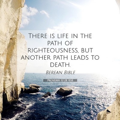 Picture 07 - Proverbs 12:28 BSB - There is life in the path of righteousness, but - Bible Verse Picture