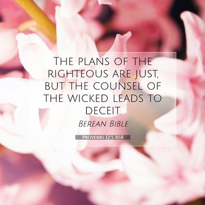 Picture 07 - Proverbs 12:5 BSB - The plans of the righteous are just, but the - Bible Verse Picture