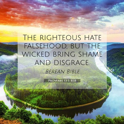 Picture 07 - Proverbs 13:5 BSB - The righteous hate falsehood, but the wicked - Bible Verse Picture