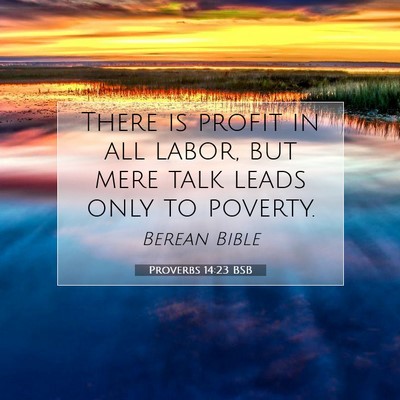 Picture 07 - Proverbs 14:23 BSB - There is profit in all labor, but mere talk leads - Bible Verse Picture