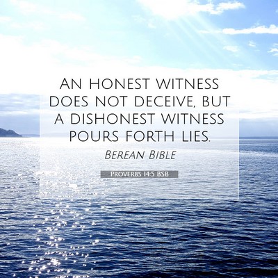 Picture 07 - Proverbs 14:5 BSB - An honest witness does not deceive, but a - Bible Verse Picture