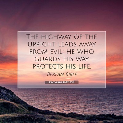 Picture 07 - Proverbs 16:17 BSB - The highway of the upright leads away from evil; - Bible Verse Picture