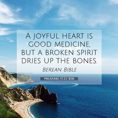 Picture 07 - Proverbs 17:22 BSB - A joyful heart is good medicine, but a broken - Bible Verse Picture