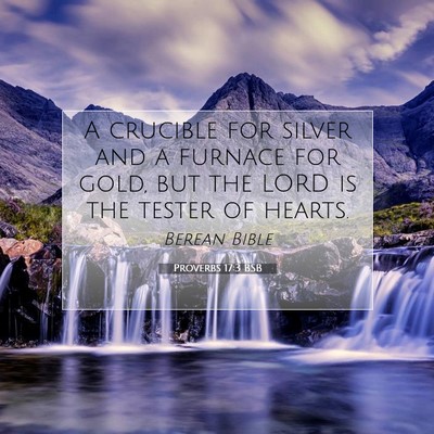 Picture 07 - Proverbs 17:3 BSB - A crucible for silver and a furnace for gold, but - Bible Verse Picture