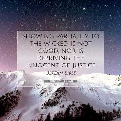 Picture 07 - Proverbs 18:5 BSB - Showing partiality to the wicked is not good, nor - Bible Verse Picture