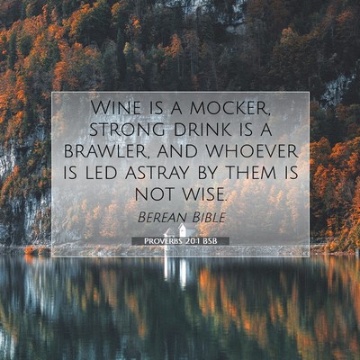 Picture 07 - Proverbs 20:1 BSB - Wine is a mocker, strong drink is a brawler, and - Bible Verse Picture