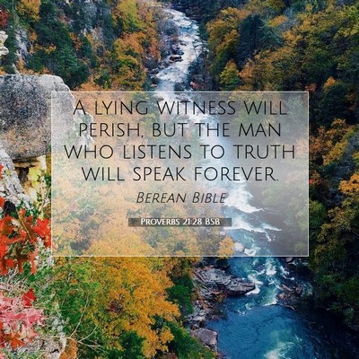 Picture 07 - Proverbs 21:28 BSB - A lying witness will perish, but the man who - Bible Verse Picture