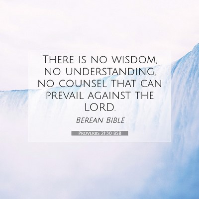Picture 07 - Proverbs 21:30 BSB - There is no wisdom, no understanding, no counsel - Bible Verse Picture