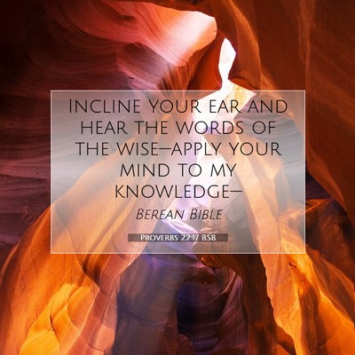 Picture 07 - Proverbs 22:17 BSB - Incline your ear and hear the words of the - Bible Verse Picture