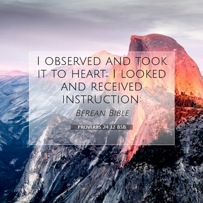 Picture 07 - Proverbs 24:32 BSB - I observed and took it to heart; I looked and - Bible Verse Picture