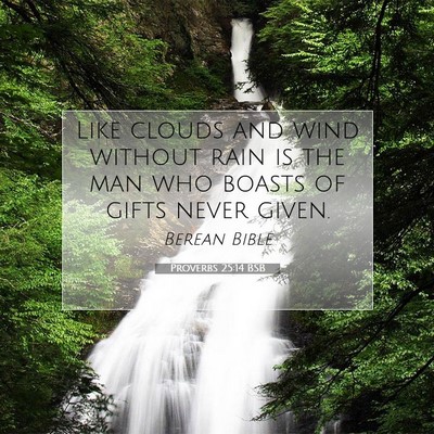 Picture 07 - Proverbs 25:14 BSB - Like clouds and wind without rain is the man who - Bible Verse Picture