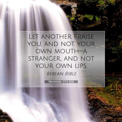 Picture 07 - Proverbs 27:2 BSB - Let another praise you, and not your own - Bible Verse Picture