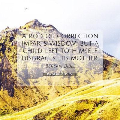 Picture 07 - Proverbs 29:15 BSB - A rod of correction imparts wisdom, but a child - Bible Verse Picture