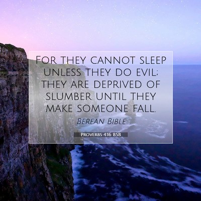 Picture 07 - Proverbs 4:16 BSB - For they cannot sleep unless they do evil; they - Bible Verse Picture