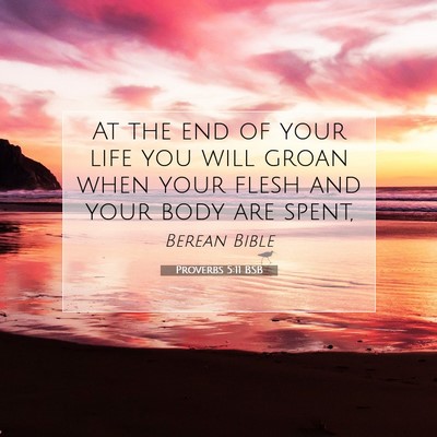 Picture 07 - Proverbs 5:11 BSB - At the end of your life you will groan when your - Bible Verse Picture