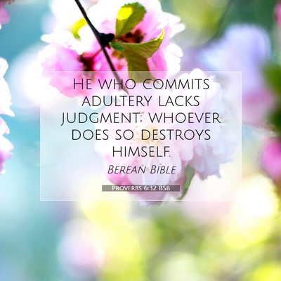 Picture 07 - Proverbs 6:32 BSB - He who commits adultery lacks judgment; whoever - Bible Verse Picture