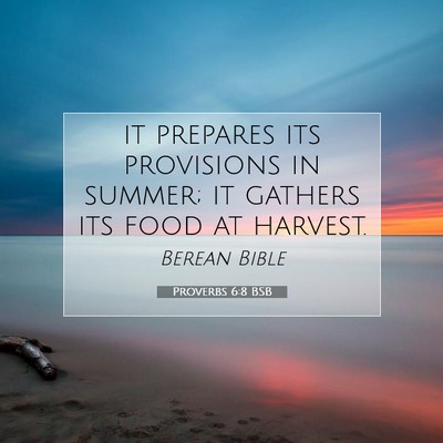 Picture 07 - Proverbs 6:8 BSB - it prepares its provisions in summer; it gathers - Bible Verse Picture