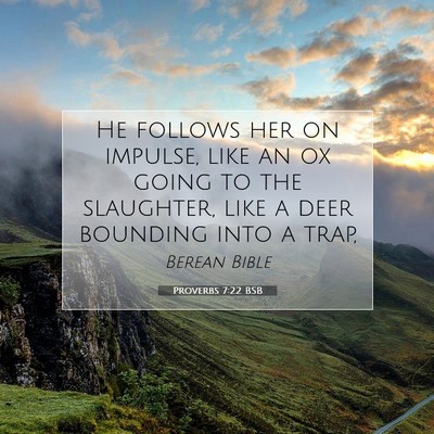 Picture 07 - Proverbs 7:22 BSB - He follows her on impulse, like an ox going to - Bible Verse Picture