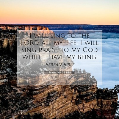Picture 07 - Psalm 104:33 BSB - I will sing to the LORD all my life; I will sing - Bible Verse Picture