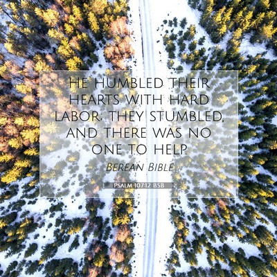 Picture 07 - Psalm 107:12 BSB - He humbled their hearts with hard labor; they - Bible Verse Picture
