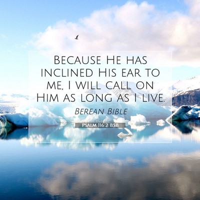 Picture 07 - Psalm 116:2 BSB - Because He has inclined His ear to me, I will - Bible Verse Picture