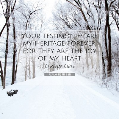 Picture 07 - Psalm 119:111 BSB - Your testimonies are my heritage forever, for - Bible Verse Picture