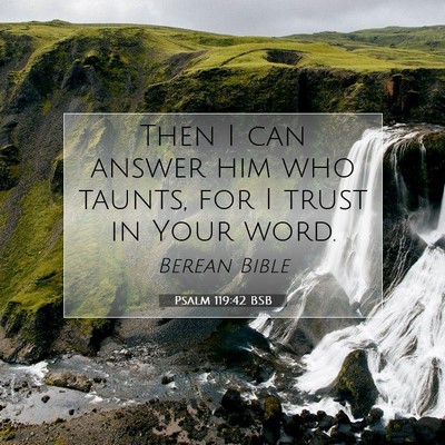 Picture 07 - Psalm 119:42 BSB - Then I can answer him who taunts, for I trust in - Bible Verse Picture