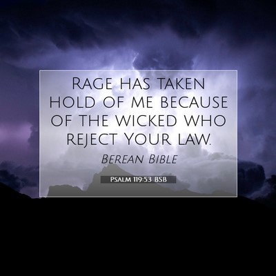 Picture 07 - Psalm 119:53 BSB - Rage has taken hold of me because of the wicked - Bible Verse Picture