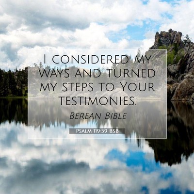 Picture 07 - Psalm 119:59 BSB - I considered my ways and turned my steps to Your - Bible Verse Picture