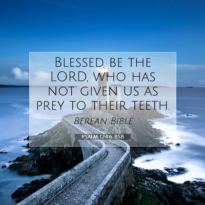 Picture 07 - Psalm 124:6 BSB - Blessed be the LORD, who has not given us as prey - Bible Verse Picture