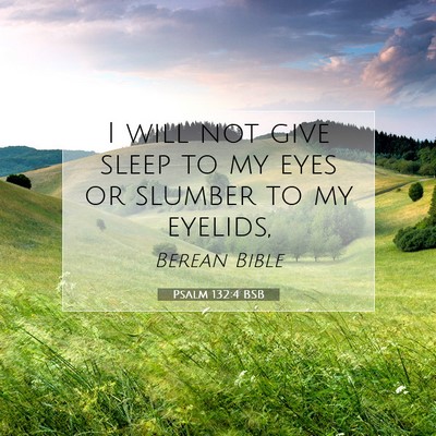 Picture 07 - Psalm 132:4 BSB - I will not give sleep to my eyes or slumber to my - Bible Verse Picture