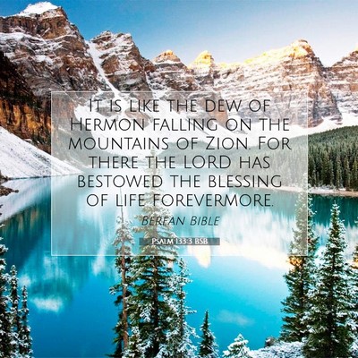 Picture 07 - Psalm 133:3 BSB - It is like the dew of Hermon falling on the - Bible Verse Picture