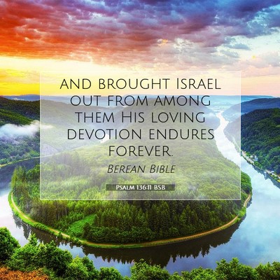 Picture 07 - Psalm 136:11 BSB - and brought Israel out from among them His loving - Bible Verse Picture