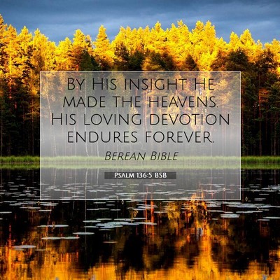 Picture 07 - Psalm 136:5 BSB - By His insight He made the heavens. His loving - Bible Verse Picture