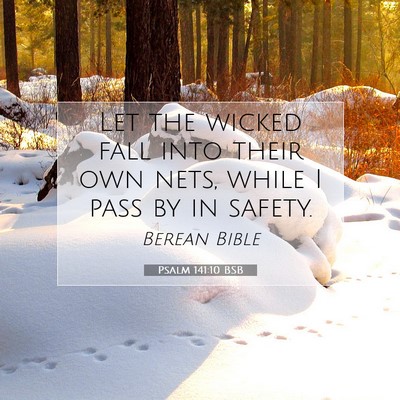 Picture 07 - Psalm 141:10 BSB - Let the wicked fall into their own nets, while I - Bible Verse Picture