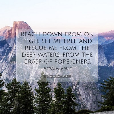 Picture 07 - Psalm 144:7 BSB - Reach down from on high; set me free and rescue - Bible Verse Picture