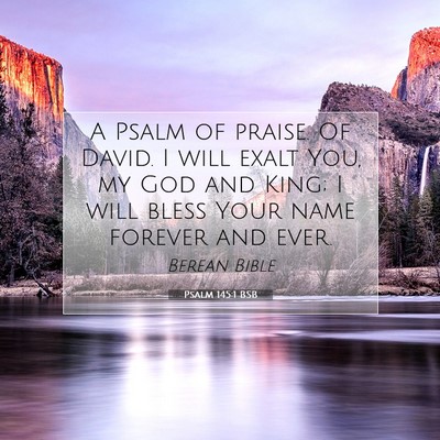Picture 07 - Psalm 145:1 BSB - A Psalm of praise. Of David. I will exalt You, my - Bible Verse Picture